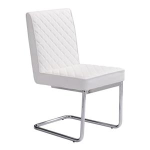Zuo Modern Quilt Dining Chair - 18-in - Faux Leather - White - Set of 2