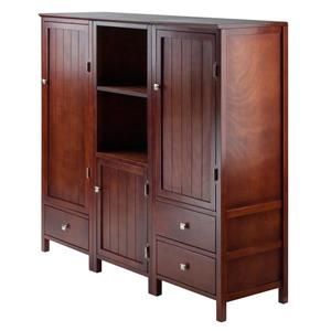 Winsome Wood Brooke Cupboard Set 17.32-in x 47.44-in 3 Pieces Antique Walnut