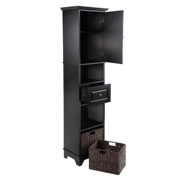 Winsome Wood Wyatt Cabinet with Baskets 18.11-in x 70.87-in Black