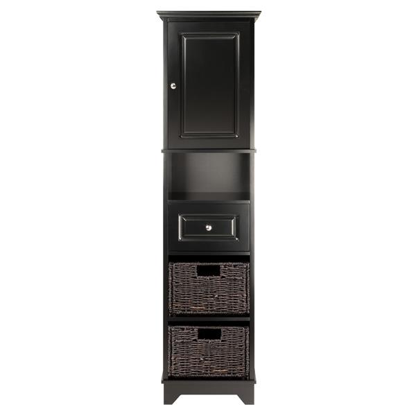 Winsome Wood Wyatt Cabinet with Baskets 18.11-in x 70.87-in Black