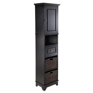 Winsome Wood Wyatt Cabinet with Baskets 18.11-in x 70.87-in Black