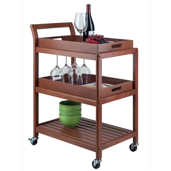 Winsome Wood Albert 15.98-in x 33.27-in Modern Brown Walnut Entertainment Cart