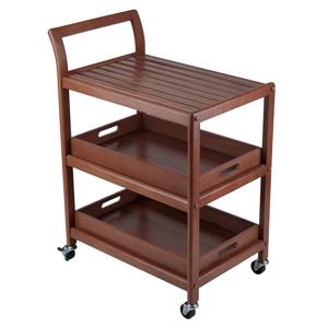 Winsome Wood Albert 15.98-in x 33.27-in Modern Brown Walnut Entertainment Cart