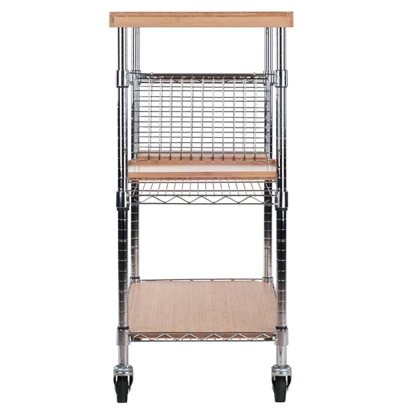 Chariot de cuisine Medera, 17,64 po x 38,58 po, bambou, naturel