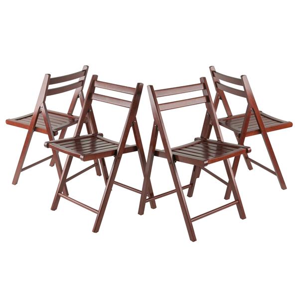 Winsome Wood Robin 17.4-in Walnut Wood Folding Chairs Set Of 4
