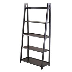 Winsome Wood Adam 58.03-in x 27.87-in x 12.99 Black 5-Tier Ladder Shelf