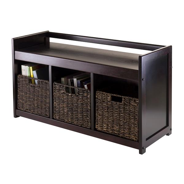 Winsome Wood Addison Storage Bench With 3 Baskets 21 In Espresso 92380 Rona