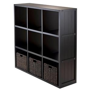 Étagère de rangement Timothy, 9 cubes, 3 panier, 40", noir