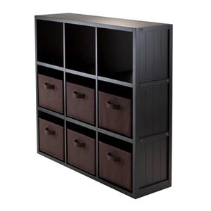 Winsome Wood Timothy 37.76 x 40.08-in 9 Cube Storage Shelf With 6 Baskets Black