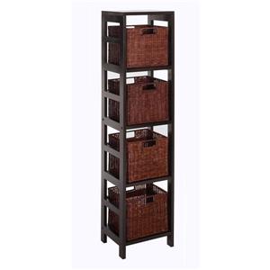 Tour de rangement Leo avec 4 paniers, 55", espresso foncé