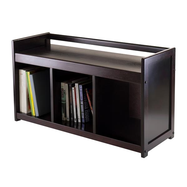 Winsome Wood Simpli Home Adams 36-Lbs Heigth 20.87-In Length 37.40-In Depth 13.50-In Dark Espresso 3 Cubby Storage Indoor Bench