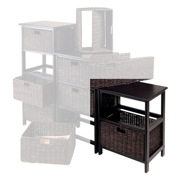 Winsome Wood Omaha 20.47-in Black Wood 2-Basket Storage Rack