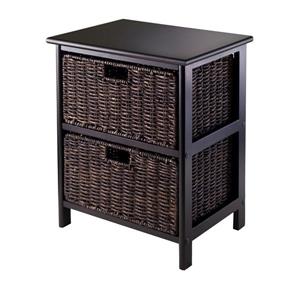 Winsome Wood Omaha 20.47-in Black Wood 2-Basket Storage Rack