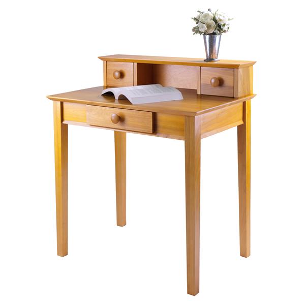 Winsome Wood Studio 30-in x 35-in Honey Writing Desk with Hutch