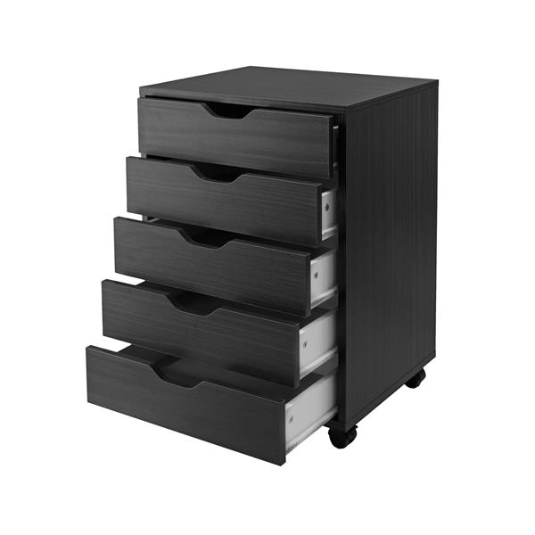 Winsome Wood Halifax 5 Drawers Composite Black File Cabinet