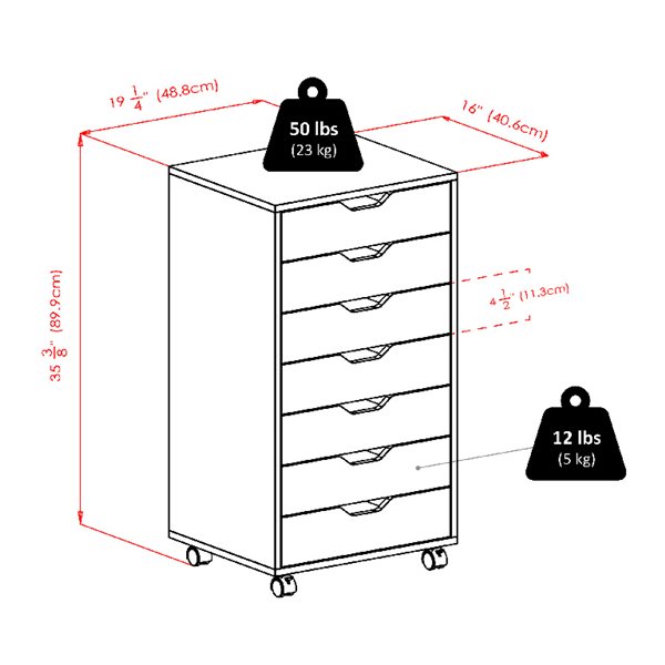 Winsome Wood Halifax&nbsp; 7 Drawers 35.35-in Composite White File Cabinet