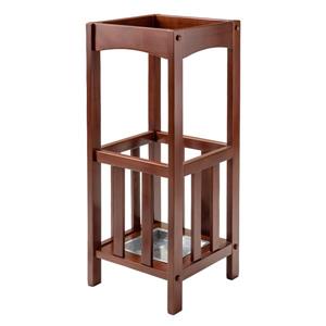 Winsome Wood Rex Umbrella Stand - Metal Tray - 26-in - Wood - Walnut