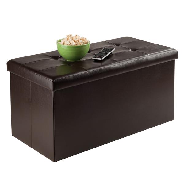 Winsome Wood Ashford 30-in x 15-in x 15-in Espresso Faux Leather Ottoman