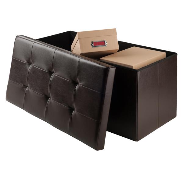 Winsome Wood Ashford 30-in x 15-in x 15-in Espresso Faux Leather Ottoman