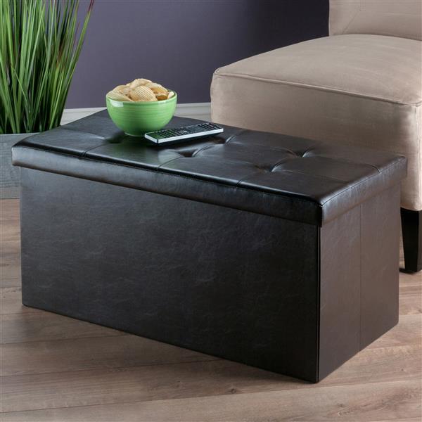 Winsome Wood Ashford 30-in x 15-in x 15-in Espresso Faux Leather Ottoman