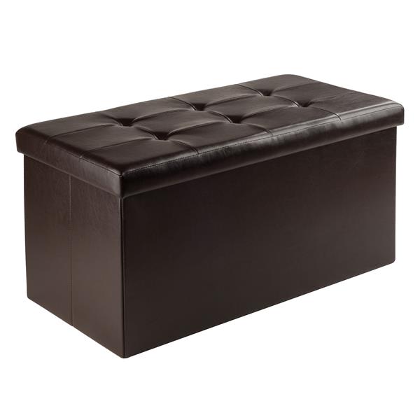 Winsome Wood Ashford 30-in x 15-in x 15-in Espresso Faux Leather Ottoman