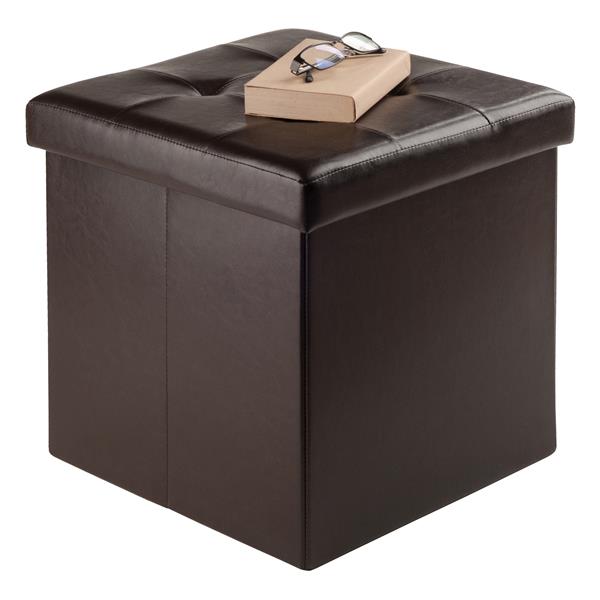 Winsome Wood Ashford 15-in x 15-in x 15-in Espresso Faux Leather Ottoman