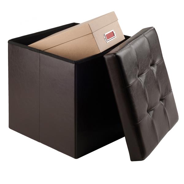 Winsome Wood Ashford 15-in x 15-in x 15-in Espresso Faux Leather Ottoman