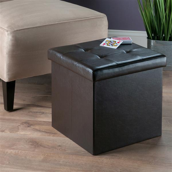 Winsome Wood Ashford 15-in x 15-in x 15-in Espresso Faux Leather Ottoman