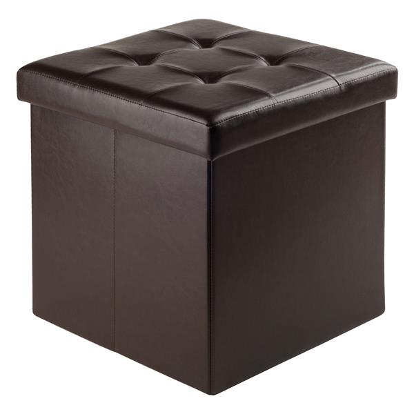 Winsome Wood Ashford 15-in x 15-in x 15-in Espresso Faux Leather Ottoman