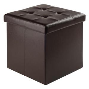 Winsome Wood Ashford 15-in x 15-in x 15-in Espresso Faux Leather Ottoman