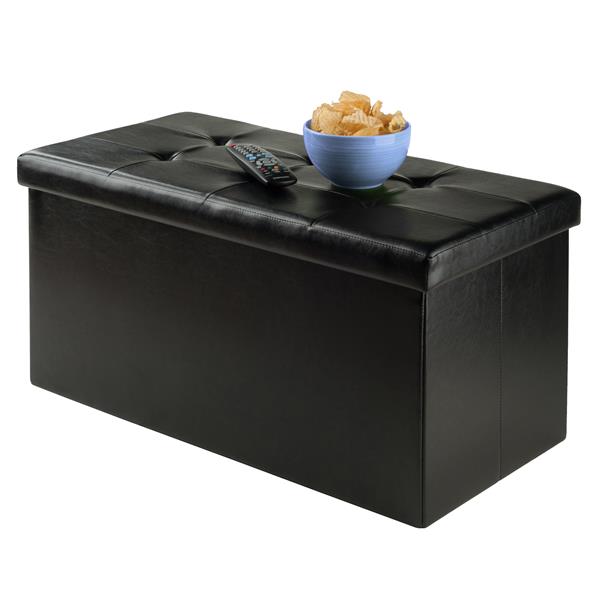 Winsome Wood Ashford 30-in x 15-in x 15-in Black Faux Leather Ottoman