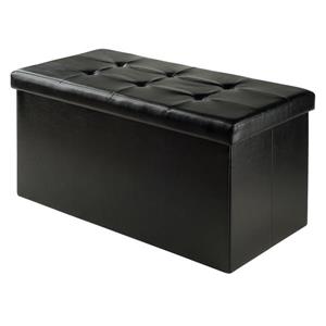 Winsome Wood Ashford 30-in x 15-in x 15-in Black Faux Leather Ottoman