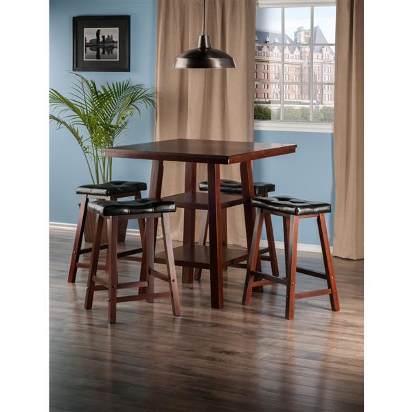 Winsome Wood Orlando Walnut 5 Piece Wood Dining Set with Shelves