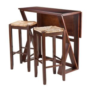 Winsome Wood Harrington Walnut 3 Piece Wood Dining Set with Drop Leaf