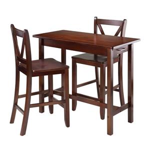 Winsome Wood Sally Walnut 3 Piece Wood Breakfeast Table Dining Set