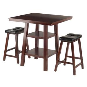Winsome Wood Orlando Walnut 3 Piece Wood High Table Dining Set