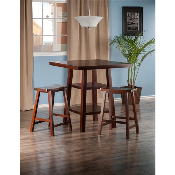 Winsome Wood Orlando 3 Piece High Table Dining Set with Shelves