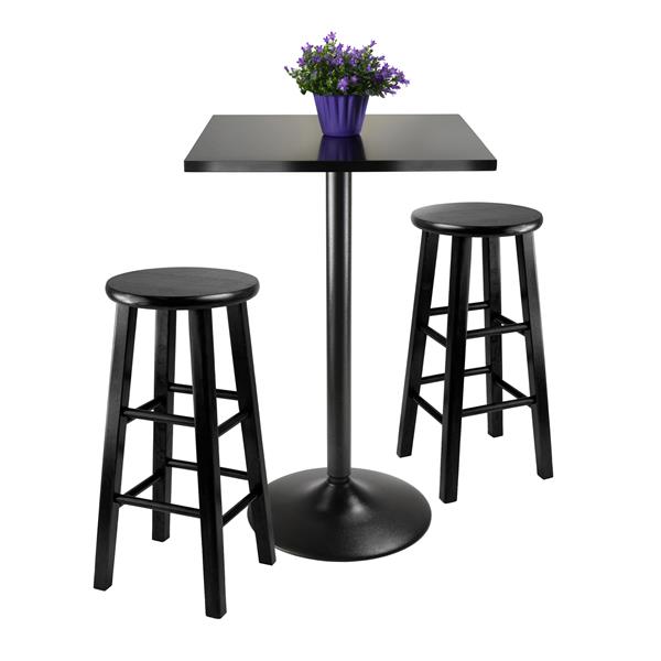 Winsome Wood Obsidian Black 3 Piece Composite Dining Set