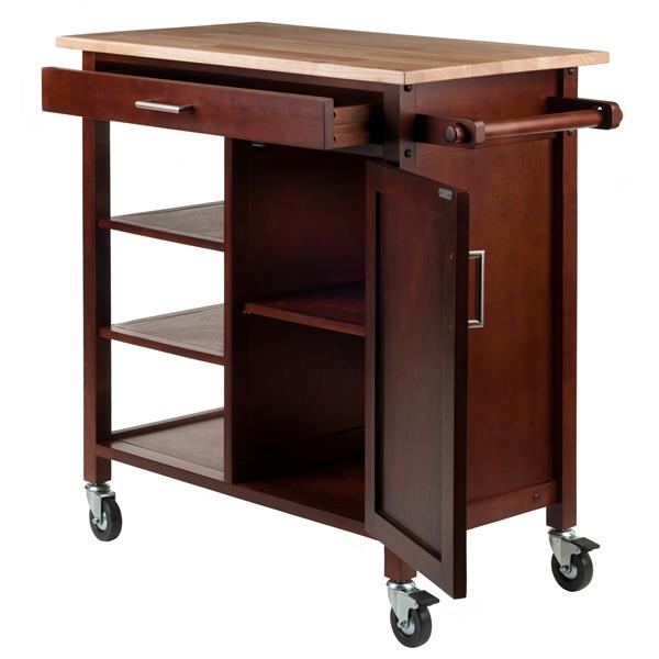 Winsome Wood Marissa 36-in x 34-in Walnut Wood Kitchen Cart