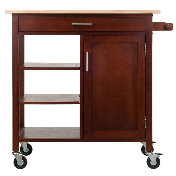 Winsome Wood Marissa 36-in x 34-in Walnut Wood Kitchen Cart