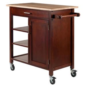 Winsome Wood Marissa 36-in x 34-in Walnut Wood Kitchen Cart