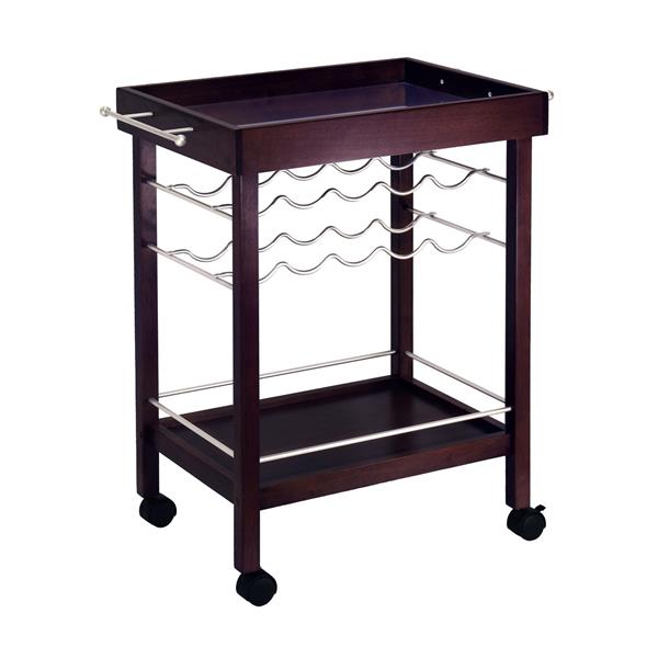 Winsome Wood 30-in x 33-in Espresso Wood Johnnie Bar Cart