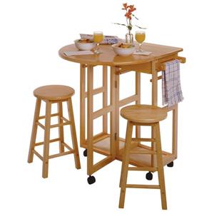 Winsome Wood Burnett 29.29-in x 32.79-in Space Saver Gold Wood Kitchen Island With 2 Stools