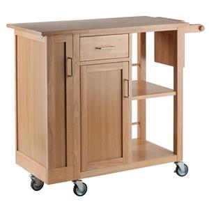 Winsome Wood Finland 35-in x 31.5-in Gold Natural Wood Kitchen Cart