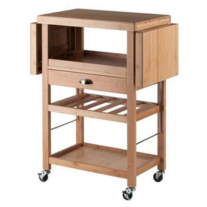 Winsome Wood Barton 45.28-in x 35.43-in Modern Gold Bamboo Kitchen Cart