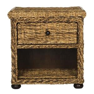 Safavieh 22.10-in x 22.10-in Natural Abaca Brown Musa Braided Wicker One Drawer Nightstand