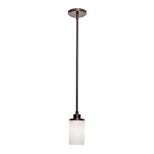 Artcraft Lighting Parkdale Oil Rubbed Bronze Opal Shade Transitional Cylinder Mini Pendant Lighting