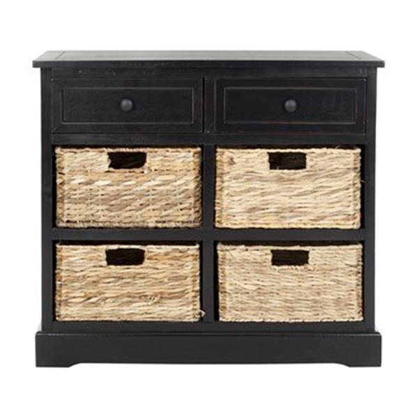 Safavieh Herman Rectangular Distressed Black  2 Drawer Storage Unit Console Table