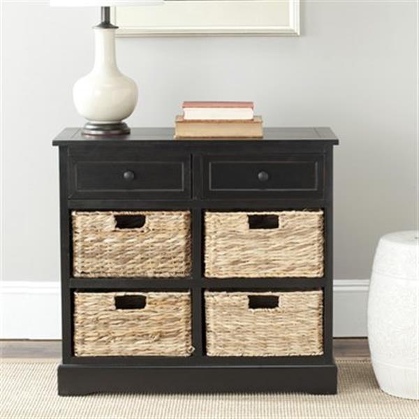 Safavieh Herman Rectangular Distressed Black  2 Drawer Storage Unit Console Table