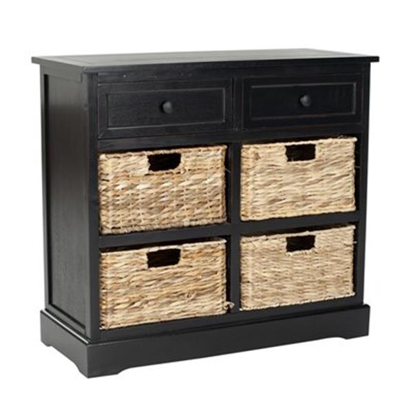 Safavieh Herman Rectangular Distressed Black  2 Drawer Storage Unit Console Table
